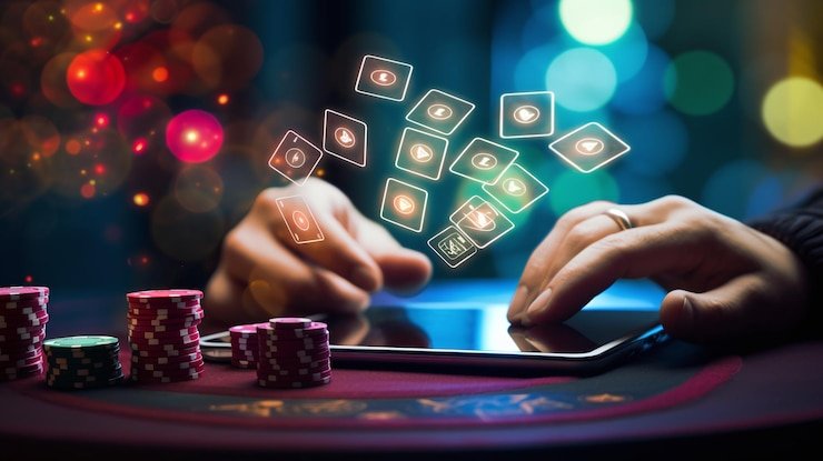 Antarmuka poker khusus4d di perangkat mobile dengan tata letak meja permainan